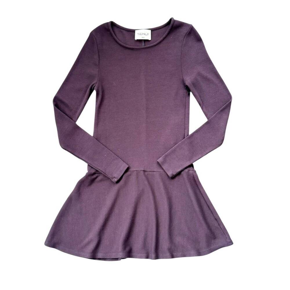 NEW TENLY girl's rayon rib long sleeve tank dress in fig
